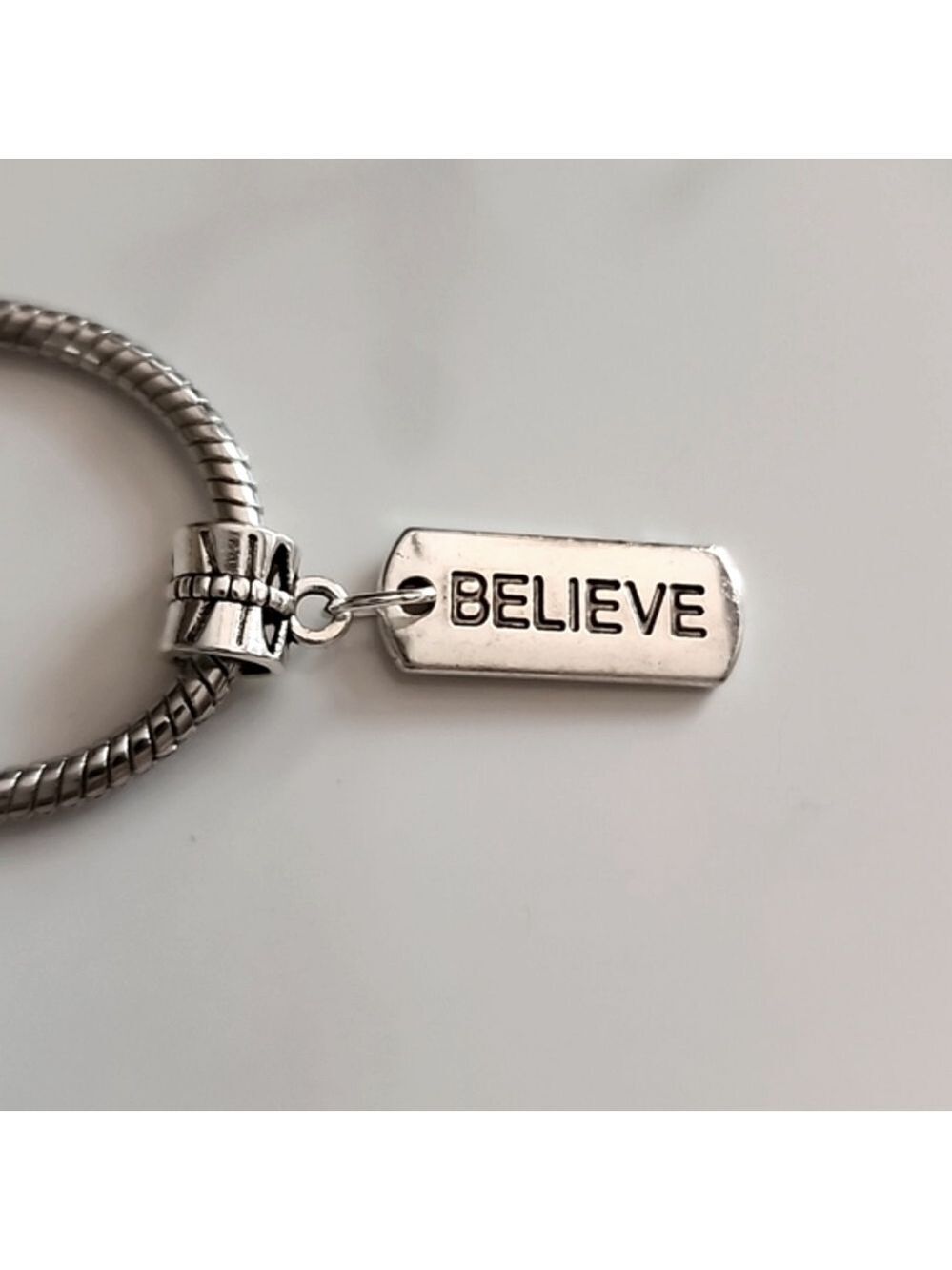 BELIEVE Word Charm Fits pandora and European Systems